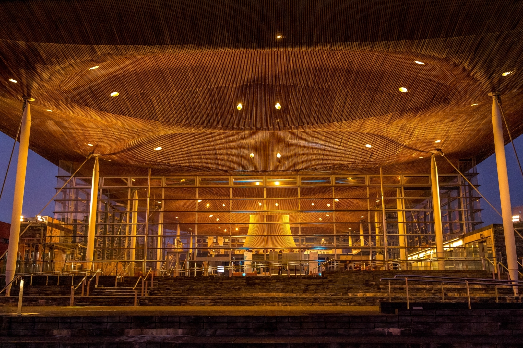 Senedd at night